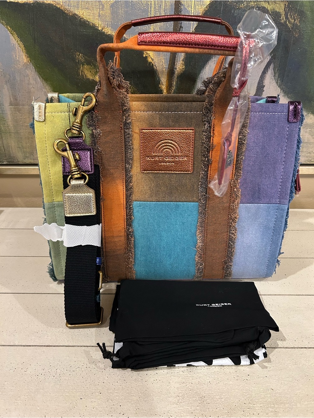 Kurt Geiger Denim MultiColor Tote-NWT - Picture 8 of 14